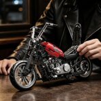 Mesiondy Chopper Motorcycle Building Set – 650 PCS Red Cruiser Bike with Exposed Gears – 13.4 Inch Mechanical Model for Adult Collectors - Image 8