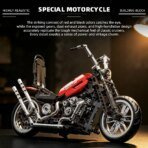 Mesiondy Chopper Motorcycle Building Set – 650 PCS Red Cruiser Bike with Exposed Gears – 13.4 Inch Mechanical Model for Adult Collectors - Image 6