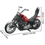 Mesiondy Chopper Motorcycle Building Set – 650 PCS Red Cruiser Bike with Exposed Gears – 13.4 Inch Mechanical Model for Adult Collectors - Image 2