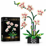Mesiondy Cymbidium Orchid Building Set ¨C 736 PCS Botanical Flower Model with Geometric Pot ¨C 15.9 Inch Home Decor for Collectors