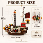 Mesiondy One Piece Thousand Sunny Pirate Ship Building Set ¨C 1,484PCS Adventure Vessel with 9 Minifigures ¨C 16.5 Inch Display for Collectors - Image 4