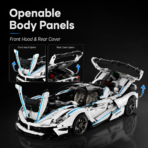 Mesiondy Ferrari FXX-K EVO Style Supercar Building Set ¨C 4,133 PCS 1:8 Scale White & Blue Tech Model ¨C Static Collectible Display - Image 13
