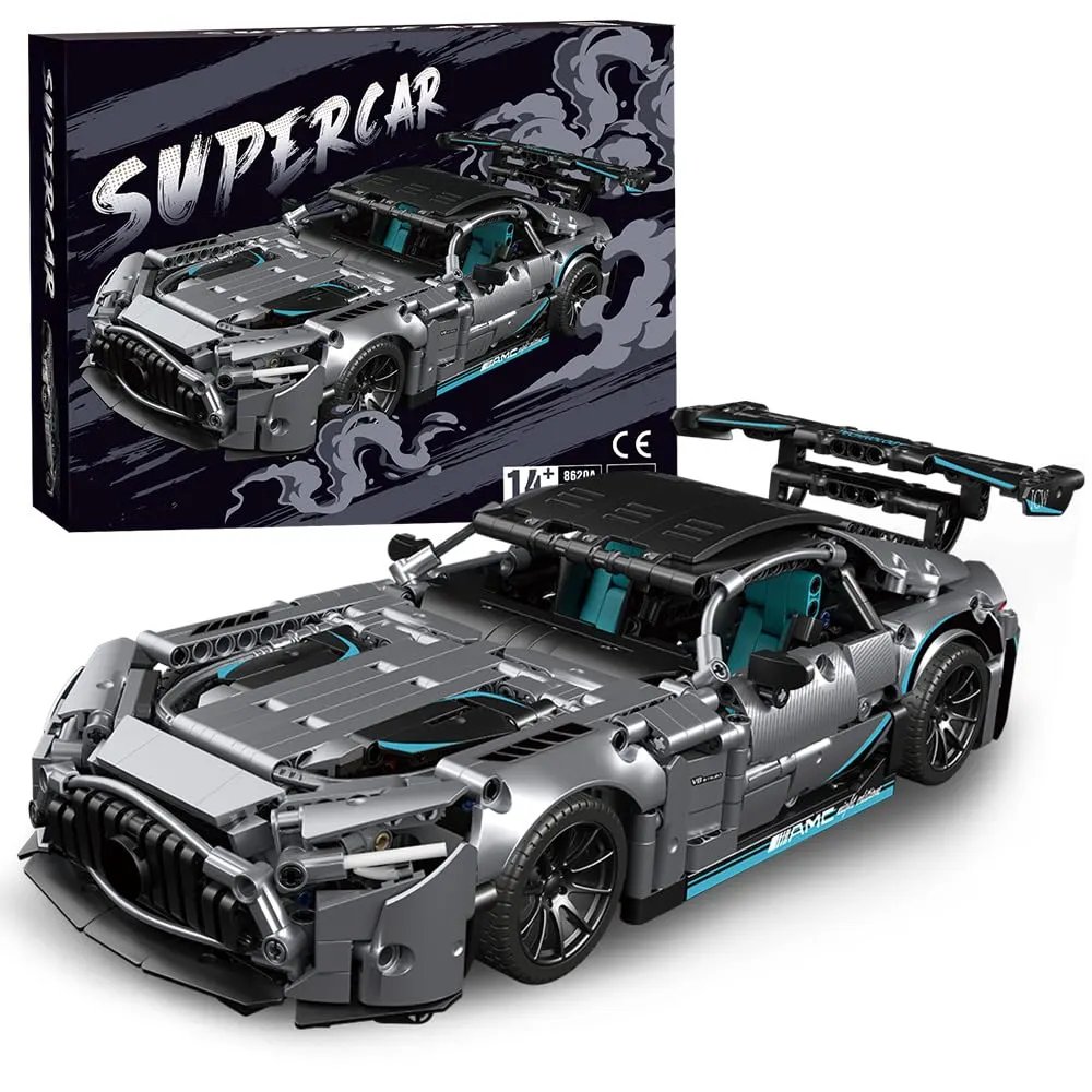12b8c6879376d984c032a75f80fdc7b9 Mesiondy Silver Arrow GT Black Series Building Kit – 1466 PCS Premium Brick System | 1:14 Scale German Supercar | AMG Racing Livery - Image 1