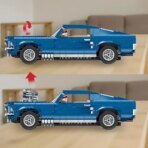 Mesiondy Classic GT Muscle Car Building Kit ¨C 1680 PCS Premium Brick System | Vintage American Sport Coupe | Supercharged Engine Detail - Image 12