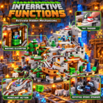 MESIONDY 2688PCS Mechanical Mountain Cave Building Block Set ¨C 4 Minifigures, 6 Animals, Minecart Track & Hidden Interactive Features - Image 2