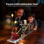 Mesiondy Steam Age Ore Train Building Set – 1,402 PCS Light-Up Locomotive with Mining Car & Station Clock – 20.5 Inch Display Model for Collectors - Image 5