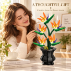 Mesiondy Bird of Paradise Building Set ¨C 451 PCS Botanical Flower Model with Black Vase ¨C 10.8 Inch Home Decor - Image 7