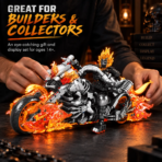 Mesiondy Ghost Knight Building Set ¨C 1,436 PCS Flaming Skeleton Motorcycle Model ¨C 14 Inch Display for Collectors - Image 2