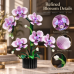 Mesiondy Phalaenopsis Orchid Building Set ¨C 619 PCS Botanical Flower Model with Black Pot ¨C 12.6 Inch Home Decor - Image 4