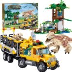 Mesiondy Jurassic World Prehistoric Apex Predator Expedition Building Set – 546 PCS Premium Brick System | Dino Transport Truck, Watchtower & Dinosaur Figures
