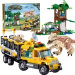 Mesiondy Jurassic World Prehistoric Apex Predator Expedition Building Set – 546 PCS Premium Brick System | Dino Transport Truck, Watchtower & Dinosaur Figures