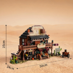Mesiondy Western Saloon Building Set – 1,902 PCS Wild West Bar Model with Balcony, Cactus & Horse Cart – 19.7 Inch Town Display for Collectors - Image 4