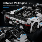 Mesiondy Ferrari FXX-K EVO Style Supercar Building Set ¨C 4,133 PCS 1:8 Scale White & Blue Tech Model ¨C Static Collectible Display - Image 14