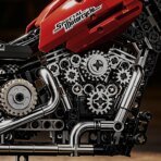 Mesiondy Chopper Motorcycle Building Set – 650 PCS Red Cruiser Bike with Exposed Gears – 13.4 Inch Mechanical Model for Adult Collectors - Image 11