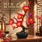 Mesiondy Plum Blossom Building Set ¨C 599 PCS Botanical Flower Model with Black Pot ¨C 12 Inch Home Decor - Image 2