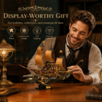 Mesiondy Steampunk Vintage Whale Ship Building Set ¨C 1,979 PCS Collector Display Model with Warm Lighting ¨C 21.7 Inch Centerpiece - Image 3