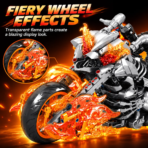 Mesiondy Ghost Knight Building Set ¨C 1,436 PCS Flaming Skeleton Motorcycle Model ¨C 14 Inch Display for Collectors - Image 8