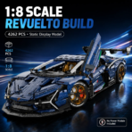 Mesiondy Lamborghini Revuelto Style Supercar Building Set ¨C 4,262 PCS 1:8 Scale Starry Blue Tech Model ¨C Static Collectible Display - Image 2