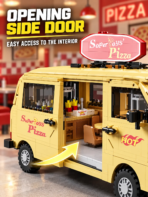 Mesiondy Stranger Things Surfer Boy Pizza Van Building Set ¨C 634 PCS Surfer Boy Pizza Style Retro Food Truck ¨C 80s Display Model for Adult Collectors - Image 6