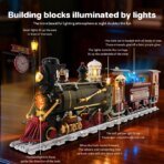 Mesiondy Steam Age Ore Train Building Set – 1,402 PCS Light-Up Locomotive with Mining Car & Station Clock – 20.5 Inch Display Model for Collectors - Image 4