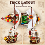 Mesiondy One Piece Thousand Sunny Pirate Ship Building Set ¨C 1,484PCS Adventure Vessel with 9 Minifigures ¨C 16.5 Inch Display for Collectors - Image 5