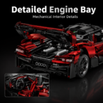 Mesiondy Ferrari FXX-K EVO Style Supercar Building Set ¨C 4,133 PCS 1:8 Scale White & Blue Tech Model ¨C Static Collectible Display - Image 7