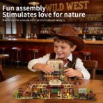 Mesiondy Western Saloon Building Set – 1,902 PCS Wild West Bar Model with Balcony, Cactus & Horse Cart – 19.7 Inch Town Display for Collectors - Image 6