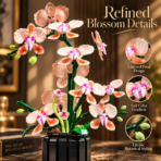 Mesiondy Phalaenopsis Orchid Building Set ¨C 866 PCS Botanical Flower Model with Black Pot ¨C 15.5 Inch Home Decor for Collectors - Image 4