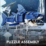Mesiondy Mechanical Half-Cut Shark Building Set   – 687 PCS, Hand-Cranked Moving Action, 9" Tall STEM Toy for Kids & Adults ⚙️ - Image 8