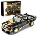 Mesiondy Classic GT Muscle Car Building Kit ¨C 1680 PCS Premium Brick System | Vintage American Sport Coupe | Supercharged Engine Detail