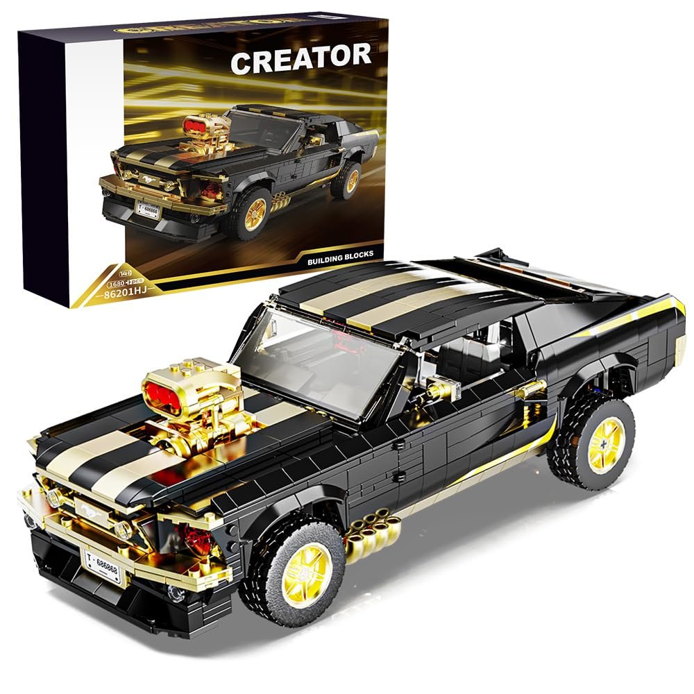 45659c42d95cf589e4572aa5c5a49aaf Mesiondy Classic GT Muscle Car Building Kit ¨C 1680 PCS Premium Brick System | Vintage American Sport Coupe | Supercharged Engine Detail - Image 1