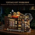 Mesiondy Steampunk Cafe Building Set ¨C 1,606 PCS Vintage Coffee House with Rechargeable LED Light ¨C 13.8 Inch Premium Home Decor Display - Image 3