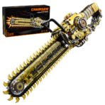 Mesiondy Motorized Chainsaw Building Set – 1,096 PCS Mechanical Saw with Rotating Chain & LED Light – 19.7 Inch Display Model for Collectors