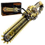 Mesiondy Motorized Chainsaw Building Set – 1,096 PCS Mechanical Saw with Rotating Chain & LED Light – 19.7 Inch Display Model for Collectors