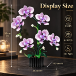 Mesiondy Phalaenopsis Orchid Building Set ¨C 619 PCS Botanical Flower Model with Black Pot ¨C 12.6 Inch Home Decor - Image 8