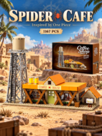 Mesiondy One  Piece Spider Coffee Shop Building Set ¨C 1,167 Pieces Nami Style Pirate Cafe with Water Tower ¨C Anime Display Model for Adult Collectors - Image 4