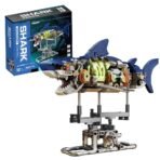 Mesiondy Mechanical Half-Cut Shark Building Set   – 687 PCS, Hand-Cranked Moving Action, 9" Tall STEM Toy for Kids & Adults ⚙️