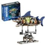 Mesiondy Mechanical Half-Cut Shark Building Set   – 687 PCS, Hand-Cranked Moving Action, 9" Tall STEM Toy for Kids & Adults ⚙️