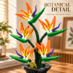 Mesiondy Bird of Paradise Building Set ¨C 451 PCS Botanical Flower Model with Black Vase ¨C 10.8 Inch Home Decor - Image 6