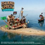 Mesiondy Caribbean Pirate Island Outpost Building Set  ‍☠️ – 943 PCS, 13.8" Wide Pirate Hideout with Boat & Palm Tree - Image 4