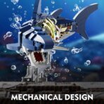 Mesiondy Mechanical Half-Cut Shark Building Set   – 687 PCS, Hand-Cranked Moving Action, 9" Tall STEM Toy for Kids & Adults ⚙️ - Image 6