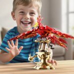 Mesiondy Fawkes Phoenix Building Set ¨C 938 PCS Red Mythical Bird with Gold Display Stand ¨C 17.2 Inch Wingspan Model for Collectors - Image 4