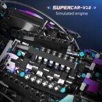 Mesiondy Cyberpunk V12 Hypercar Building Kit – 1039 PCS Premium Brick System | Italian Supercar Technic Model | Scissor Door & Active Wing Detail - Image 8