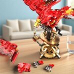 Mesiondy Fawkes Phoenix Building Set ¨C 938 PCS Red Mythical Bird with Gold Display Stand ¨C 17.2 Inch Wingspan Model for Collectors - Image 8