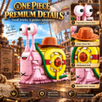 MESIONDY One Piece Luffy Den Den Mushi Building Block Set ¨C 573PCS Anime Collectible Model with Rotating Shell & Movable Straw Hat - Image 5