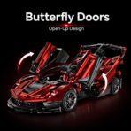 Mesiondy Ferrari FXX-K EVO Style Supercar Building Set ¨C 4,133 PCS 1:8 Scale White & Blue Tech Model ¨C Static Collectible Display - Image 3