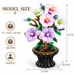 Mesiondy Cotton Rose Building Set ¨C 503 PCS Botanical Flower Model with Gold Trim Vase ¨C 9.8 Inch Home Decor - Image 8