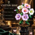 Mesiondy Cotton Rose Building Set ¨C 503 PCS Botanical Flower Model with Gold Trim Vase ¨C 9.8 Inch Home Decor - Image 7