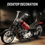 Mesiondy Chopper Motorcycle Building Set – 650 PCS Red Cruiser Bike with Exposed Gears – 13.4 Inch Mechanical Model for Adult Collectors - Image 3