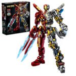 Mesiondy Iron Man MK50 Armored Hero Semi-Mechanical Mech Building Kit ¨C 2002 PCS Premium Brick System | Deconstructed Collectible Display Model | Light-Up Energy Effects